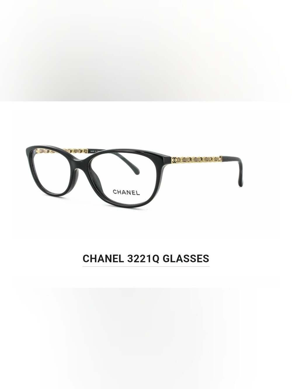 CHANEL 3221-Q Glasses Tortoise Shell with Gold Chain Temples